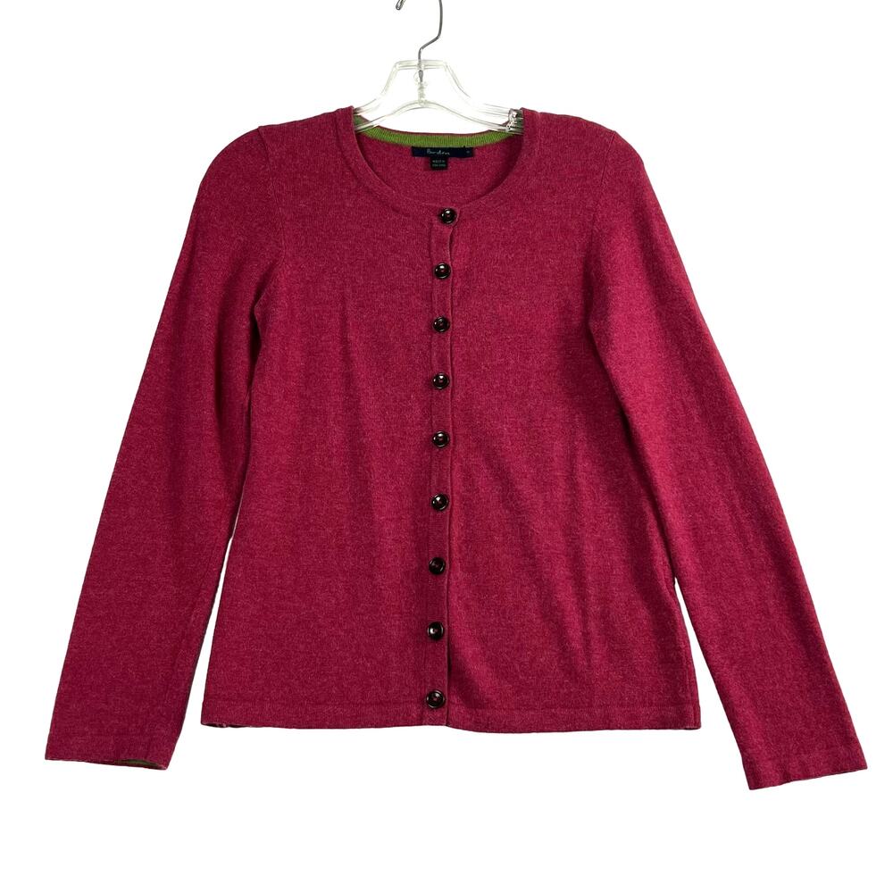 Boden Long Sleeve Button Front Cardigan Cashmere Angora Berry Pink Womens 8